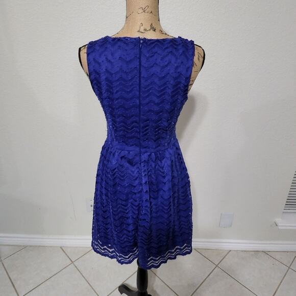 ALYA BLUE Chevron sleeveless fit & flare dress size small - Picture 3 of 6